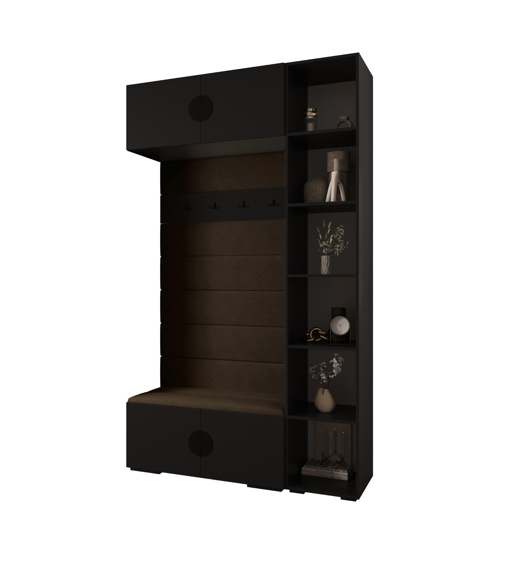 GARDEROBEN-SET 236,7/140/47 - Goldfarben/Schwarz, Holz/Kunststoff (140/236.7/47cm) - Abiks Möbel