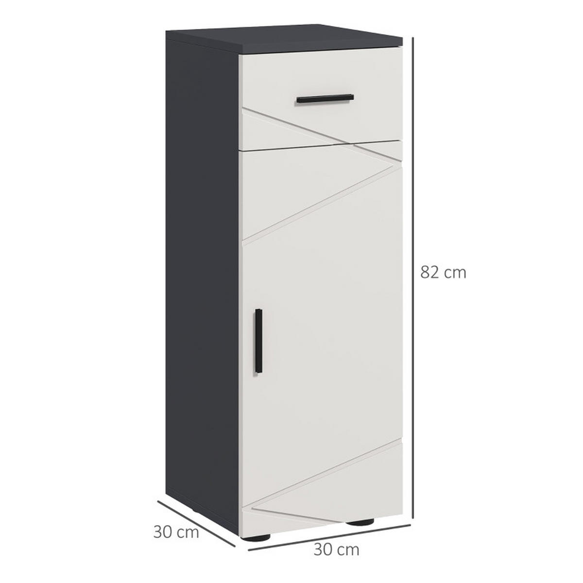 BADEZIMMERSCHRANK 30x30x82 cm Grau mit Schublade & verstellbarem Regal - Grau, Holzwerkstoff (30/82/30cm) - Modfu
