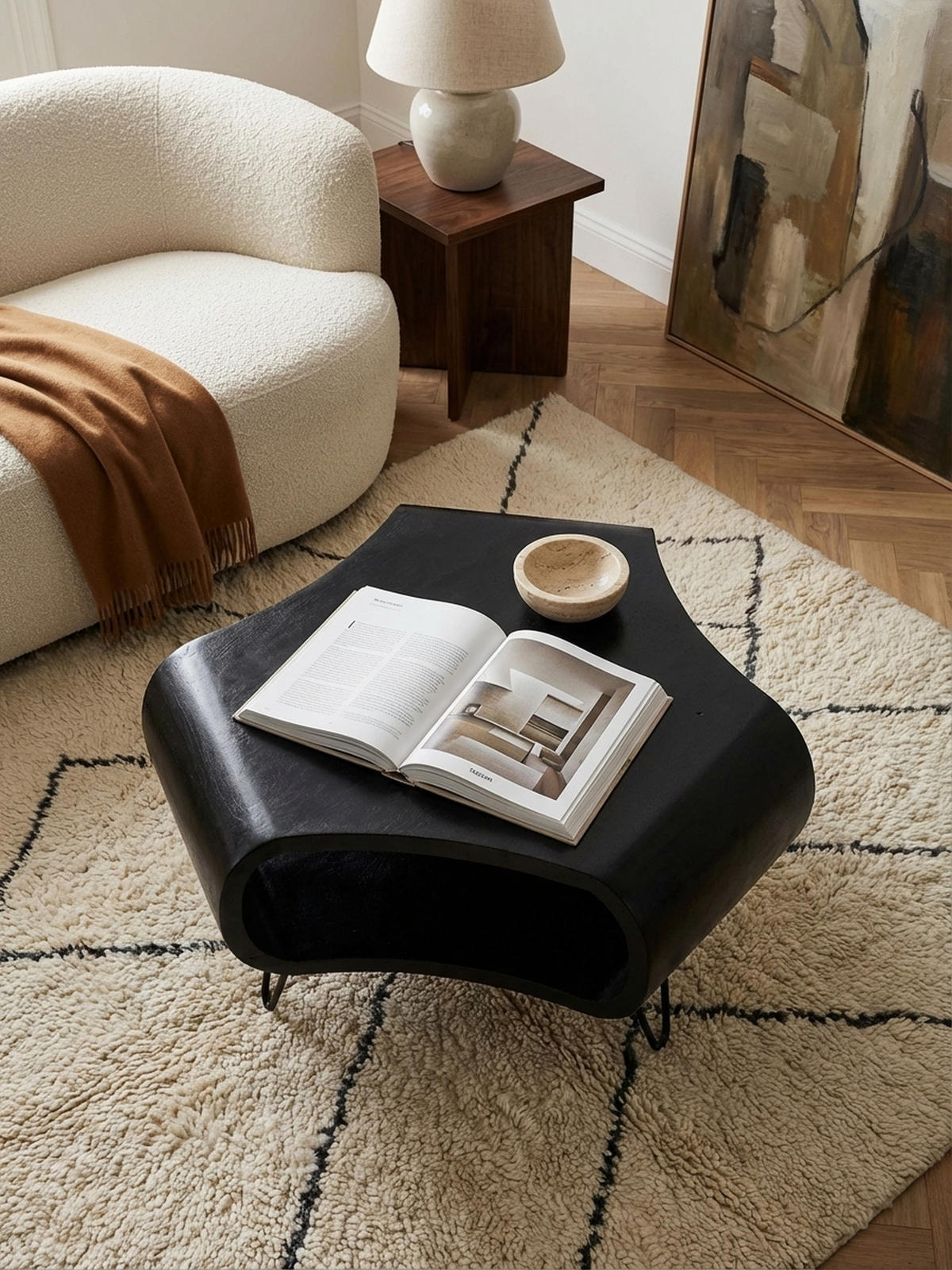 COUCHTISCH Schwarz Massivholz Mango mit Stauraum 60x60x35 cm Haarnadelbeine - Schwarz, Holz/Metall (60/60/35cm) - KADIMA DESIGN