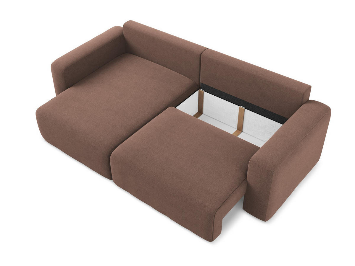 ECKSOFA mit Schlaffunktion links Strukturstoff Stoff Pink - Pink/Hellrosa, Kunststoff/Textil (149/244cm) - Makamii