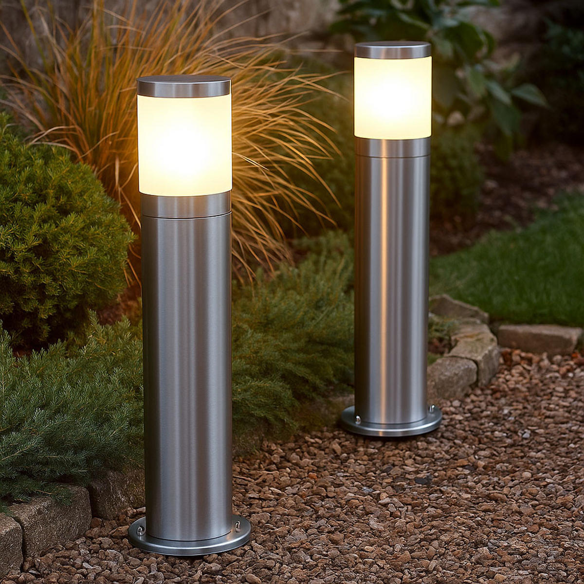 STEHLEUCHTE Edelstahl Silber opal - Silberfarben, Metall (10.2/10.2/50cm) - Globo Lighting