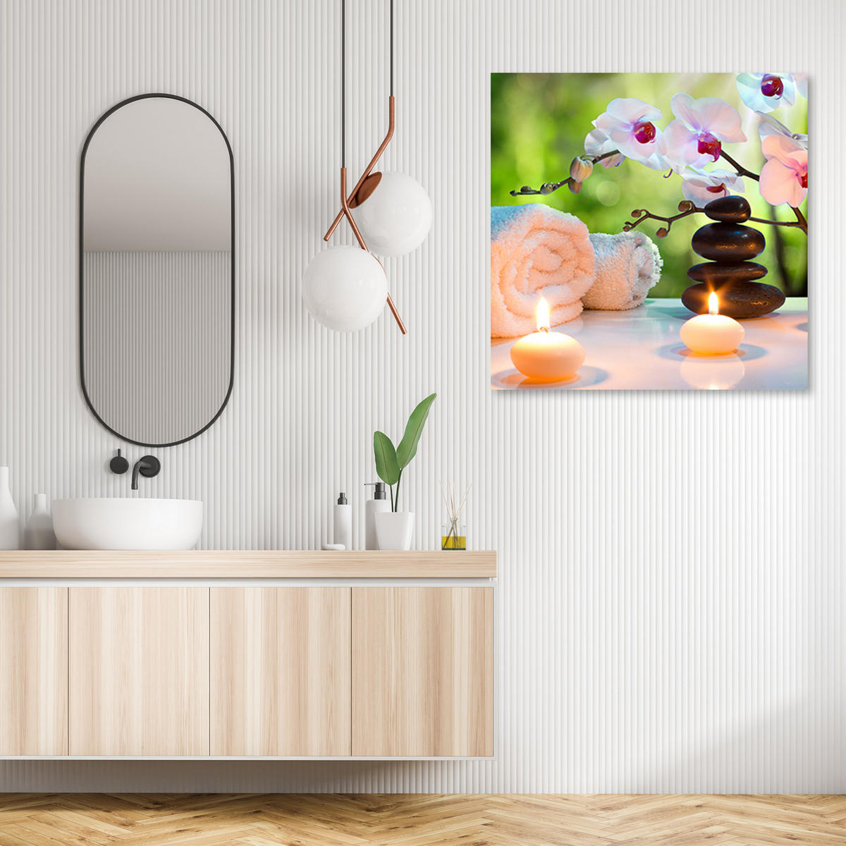 WANDBILD blumen rosa - Pink, Textil (50/50cm) - Feeby