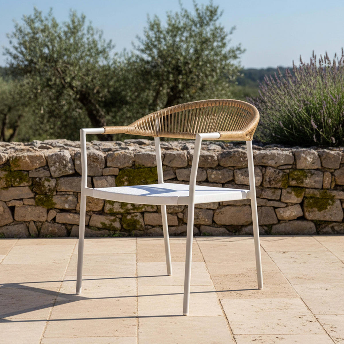 GARTENSTÜHL, Weiß - Weiß, Textil (61/75/55cm) - Oviala