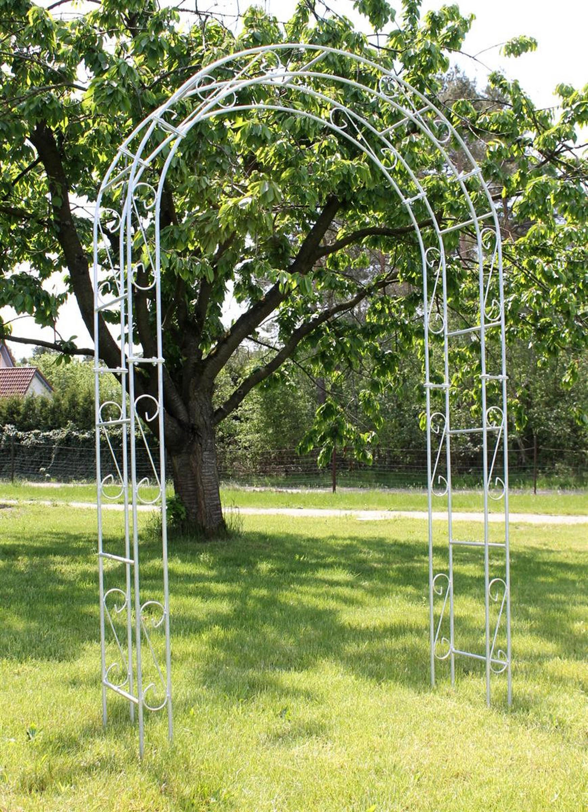 ROSENBOGEN Metall Verzinkt Wetterfest Breite 140 cm - Grau, Metall (140/225/37cm) - DanDiBo