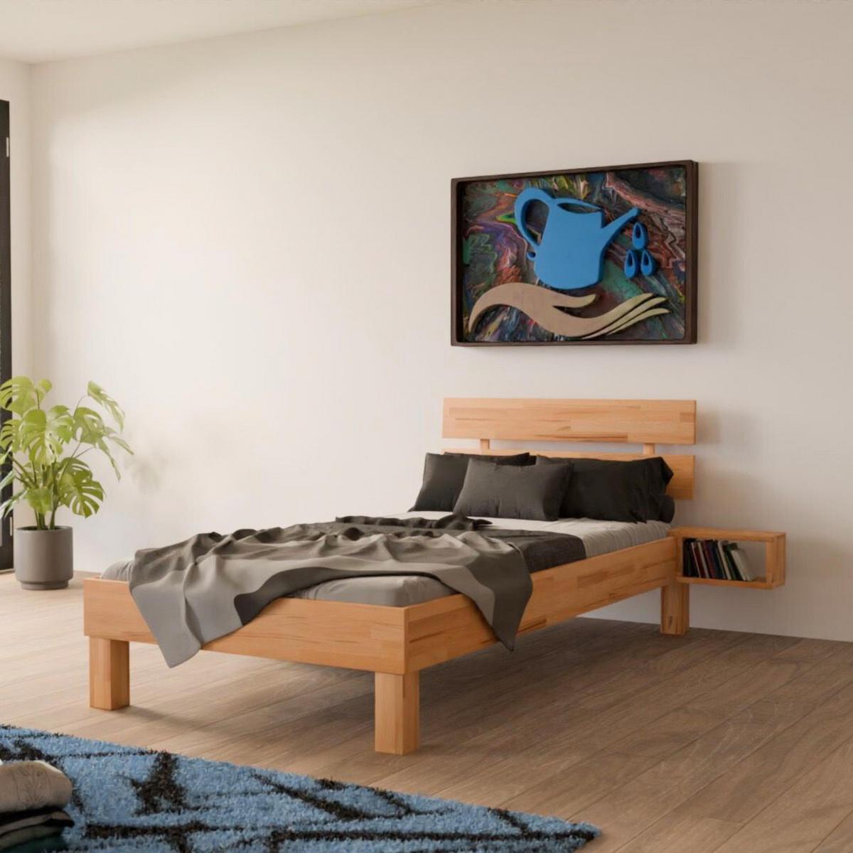 BETT 90/220 cm aus Kernbuche - Braun, Holz (90/220cm) - MeinMassivholz