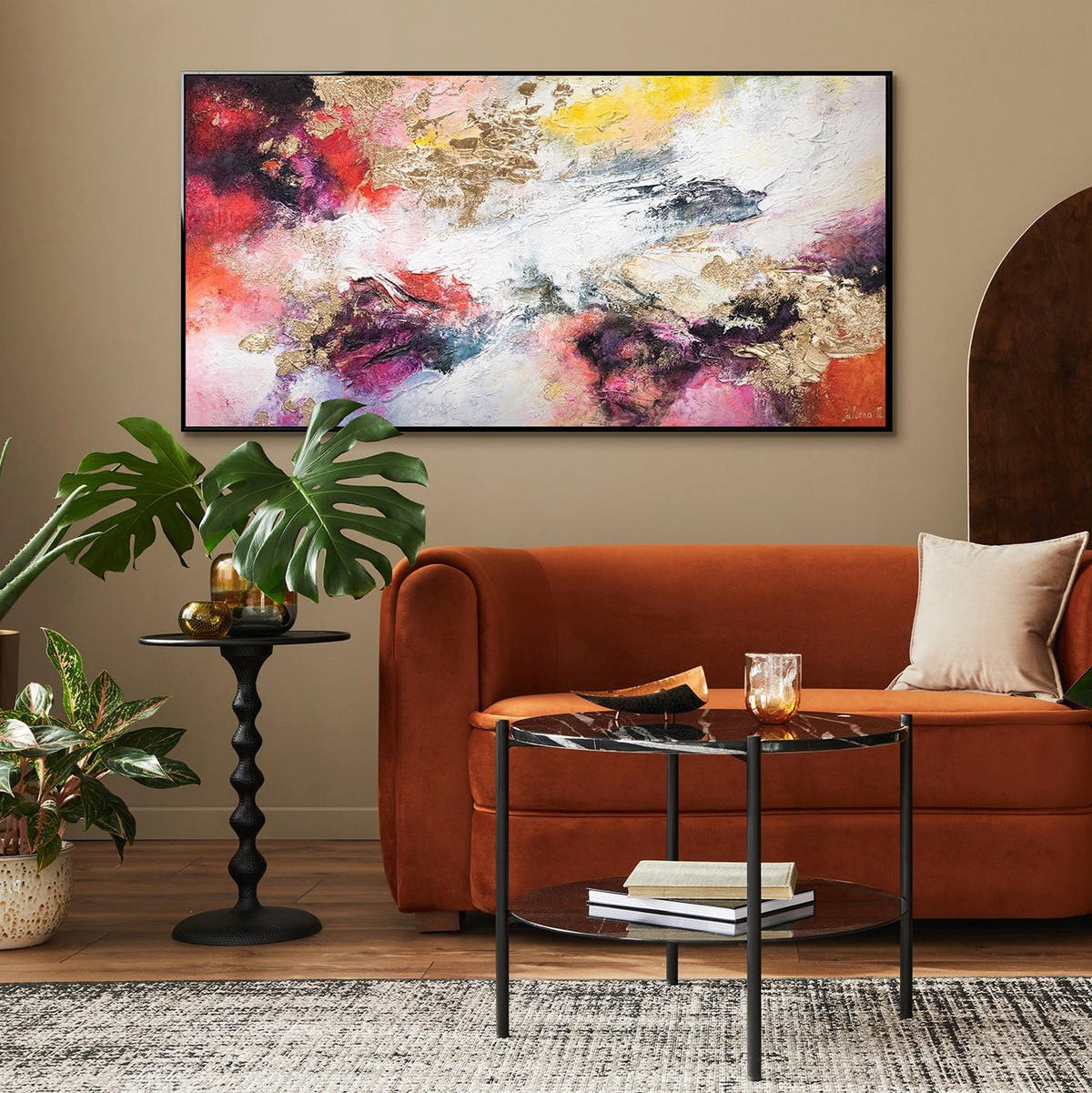 GEMÄLDE Heller Garten Schattenfugenrahmen Schwarz 200x100 cm - Schwarz, Holz (200/100cm) - YS-art gallery