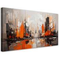 LEINWANDBILD Stadt Abstraktion Architektur 120x60cm - Orange, Textil (120/60cm) - Feeby