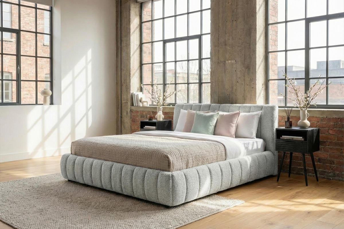 POLSTERBETT ALIOTTA Grau Bouclé - Grau, Textil (160/200cm) - KAWOLA