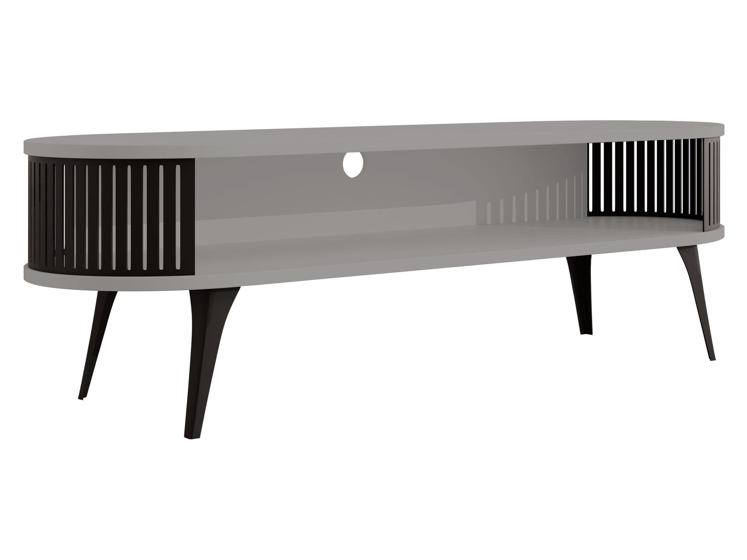 TV-LOWBOARD Roenni Oval - Schwarz/Grau, Holzwerkstoff/Metall (140/44/40cm) - MIRJAN24