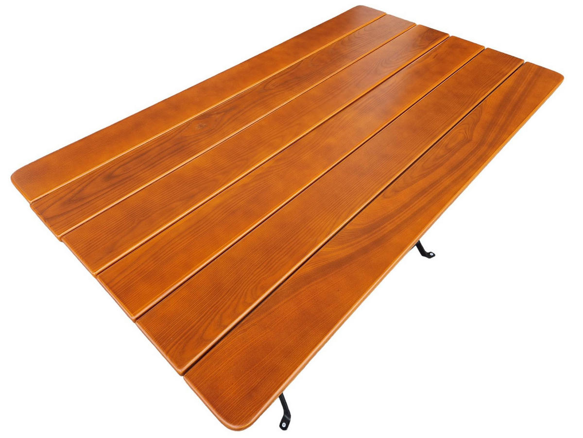 BIERGARTENTISCH BERGTAL 74x120x70cm Klappbar Eschenholz Schwarz/Braun 6 Personen - Braun, Holz (70/120/74cm) - CHEFGASTRO