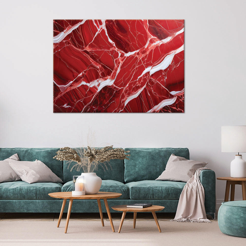 LEINWANDBILD Glamourstein aus rotem Marmor 90x60cm - Rot, Textil (90/60cm) - Feeby