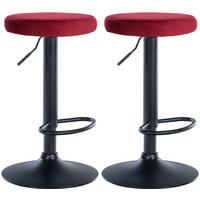 BARHOCKER 2er Set Samt rot - Rot, Textil/Metall (38.5/60/38.5cm) - CLP
