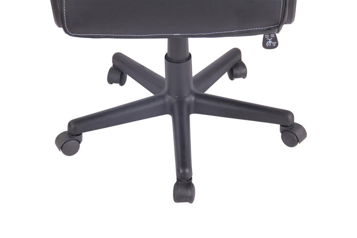 BÜROSTUHL Elon mit Netz- und, Kunstlederbezug, Schwarz/Schwarz - Schwarz, Kunststoff/Textil (61/115/59cm) - TPFLiving