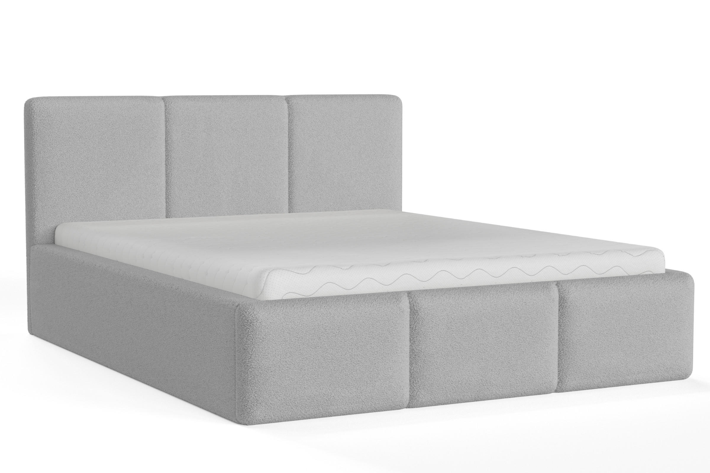 POLSTERBETT FOXY 200/200 in Boucle Hellgrau - Hellgrau, Holz/Holzwerkstoff (200/200cm) - Deine Möbel 24