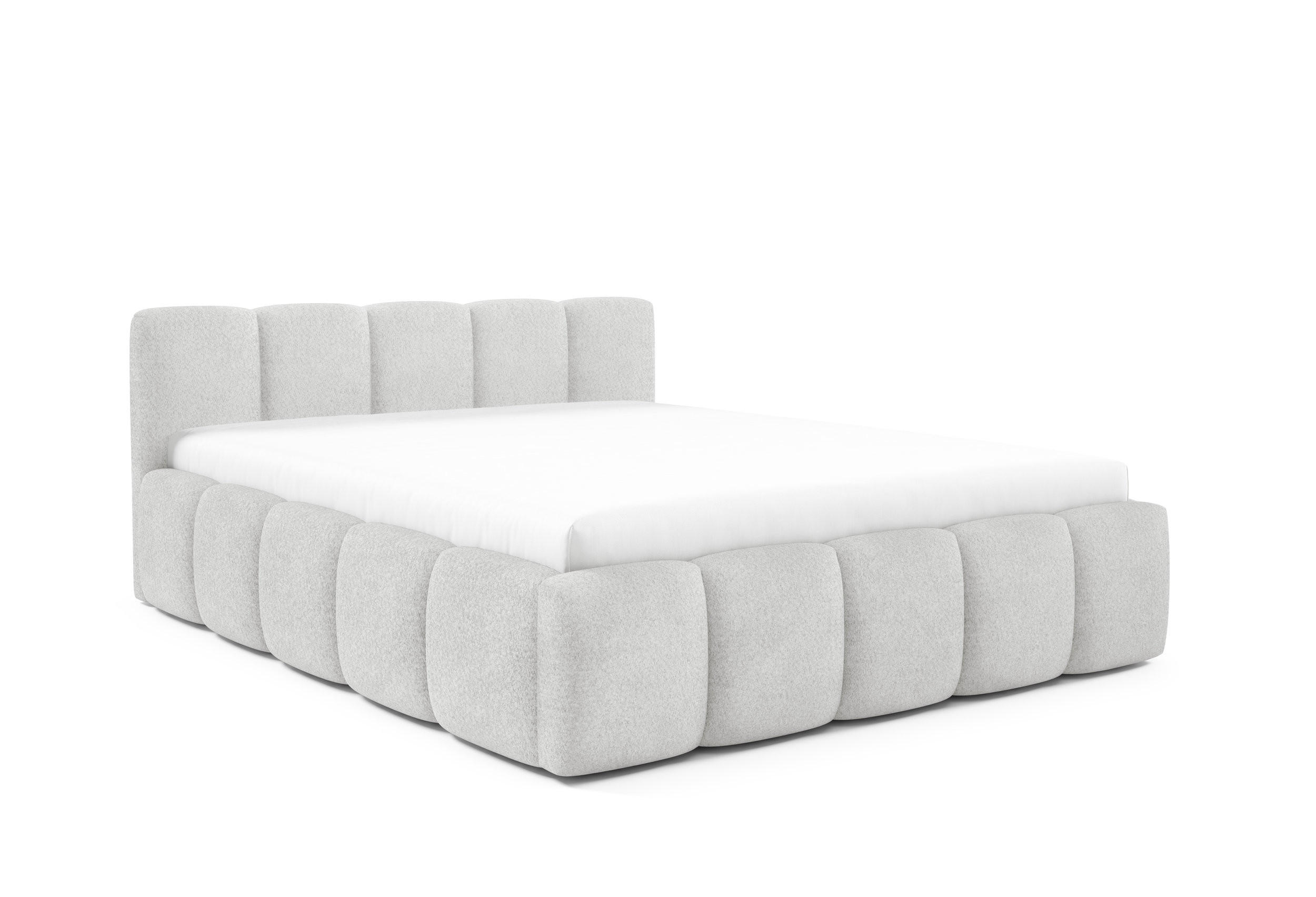 POLSTERBETT QUATTRO, 180x200 cm, Doppelbett mit Bettkasten, Boucle Stoff, Frabe: Hellgrau - Hellgrau, Holz/Textil (180/200cm)