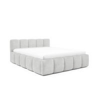 POLSTERBETT QUATTRO, 180x200 cm, Doppelbett mit Bettkasten, Boucle Stoff, Frabe: Hellgrau - Hellgrau, Holz/Textil (180/200cm)
