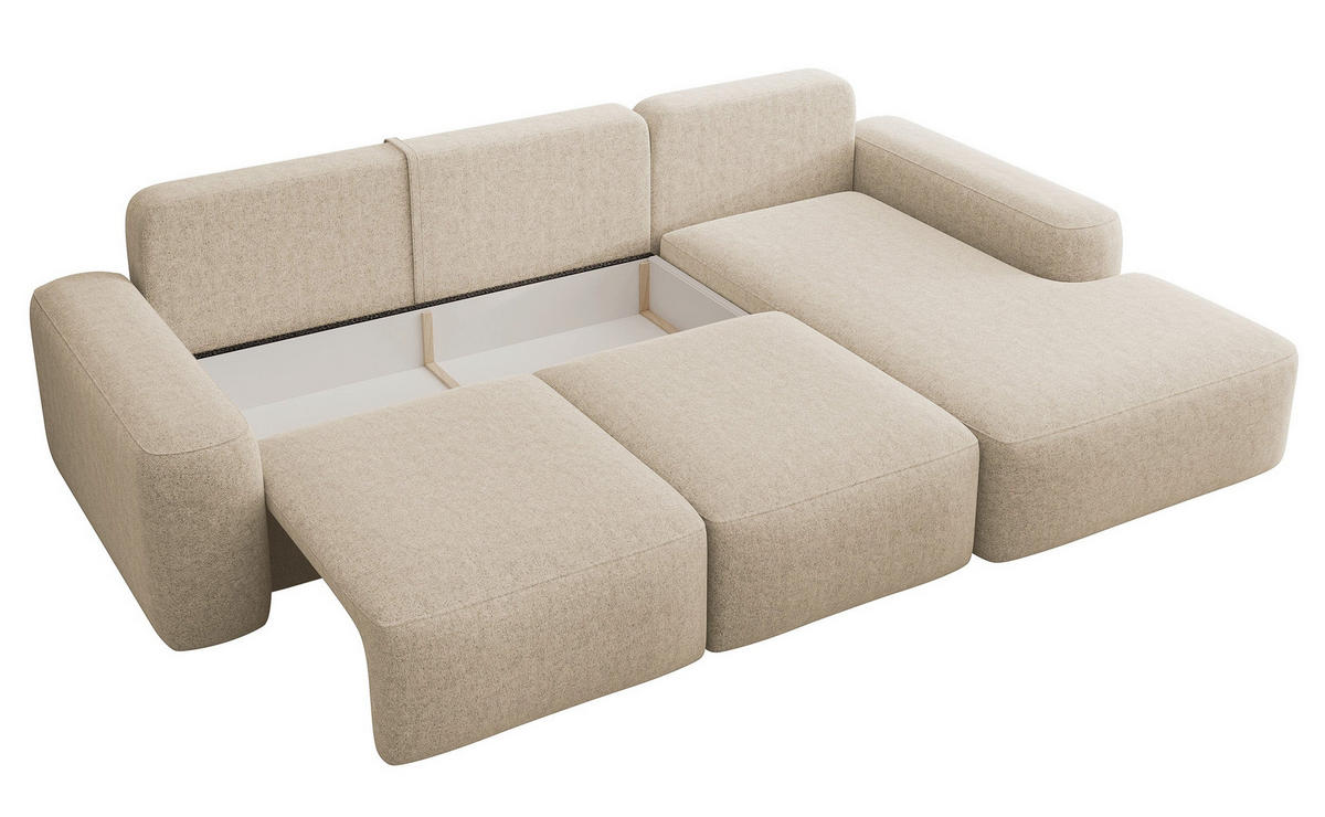 ECKSOFA Carnos Chenille-Bezug in Beige - Beige, Textil (264/162cm) - Selsey