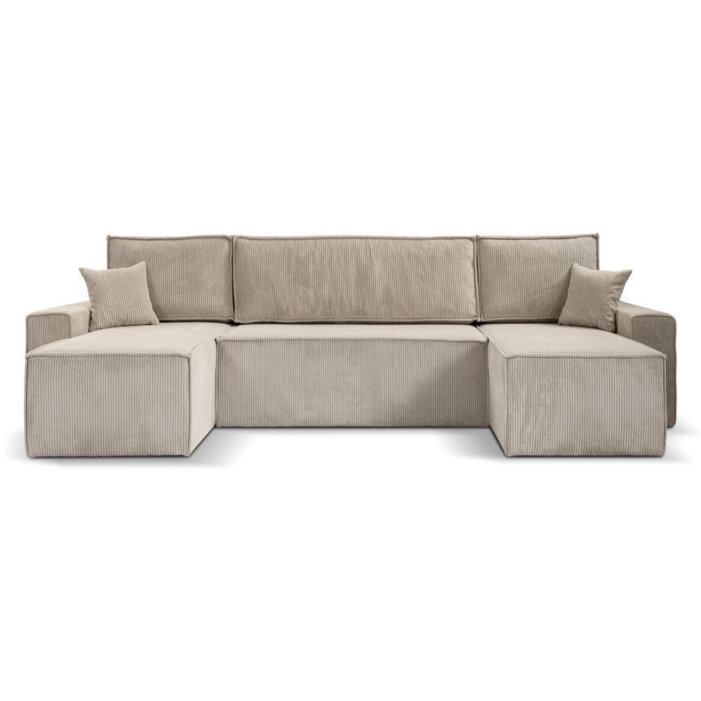WOHNLANDSCHAFT Hektor U mit Schlaffunktion cappuccino - Beige, Textil (318/94/152cm) - Beautysofa