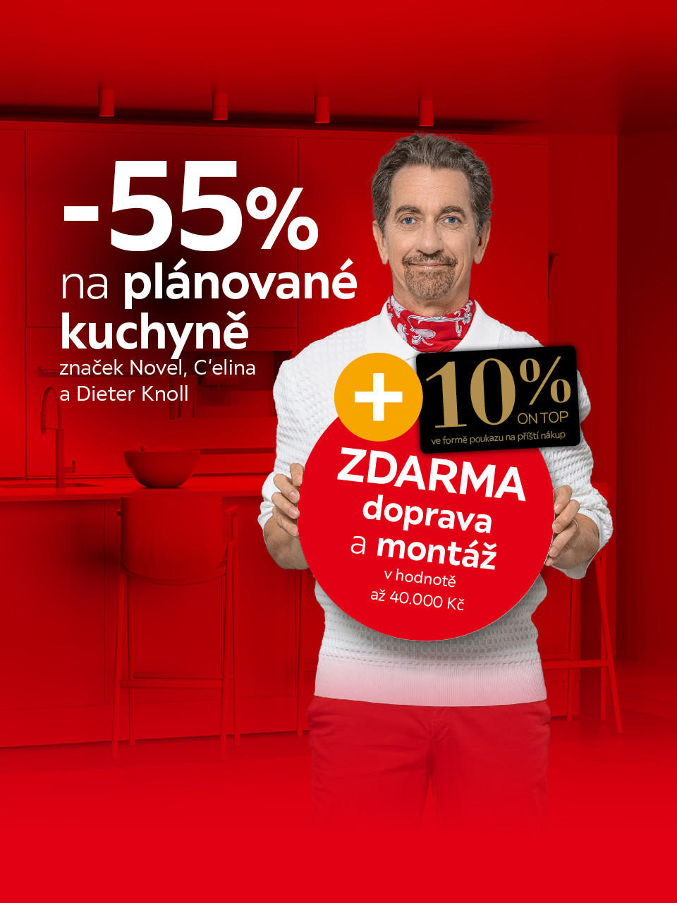 -60 % na plánované kuchyně, 10 % on top, zdarma doprava a montáž
