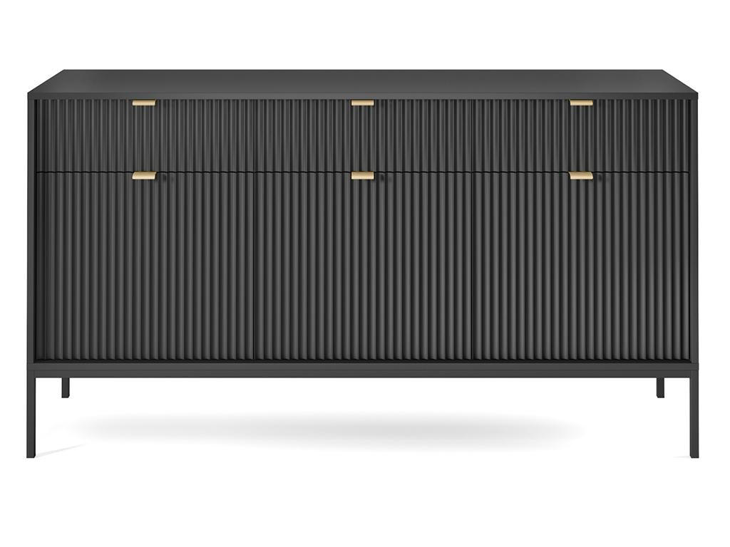 SIDEBOARD mit 3 Türen & 3 Schubladen - Schwarz - LIOUBA - Schwarz, Holz (39/83/154cm) - Pascal Morabito