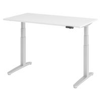 SCHREIBTISCH elektrisch XBHM 80/140/74 cm in Weiß/Silberfarben - Silberfarben/Weiß, Holzwerkstoff (80/140/74cm) - bümö