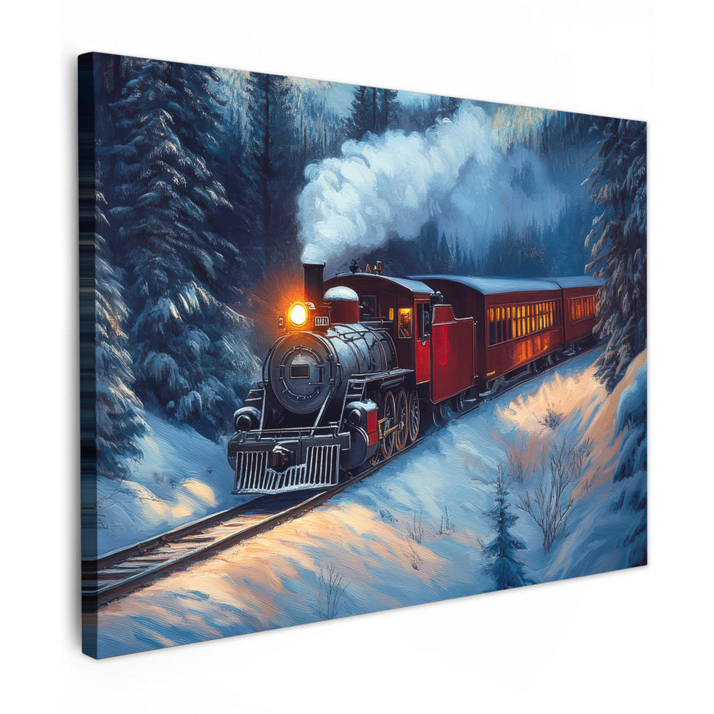 MuchoWow OBRAZ NA PLÁTNĚ Vlak - Vánoce - Sníh - Vánoční vlak 80x60 cm