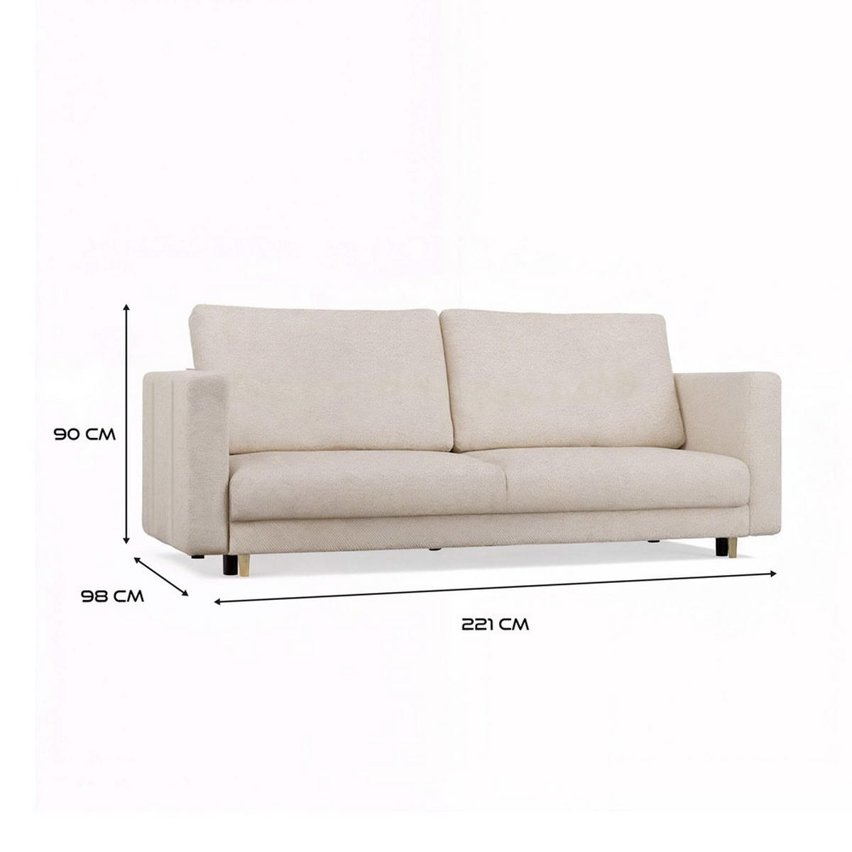 CANAPEÁ Bej 221/90/98 - bej, compozit lemnos (221/90/98cm) - RAUMHIRSCH FURNITURE