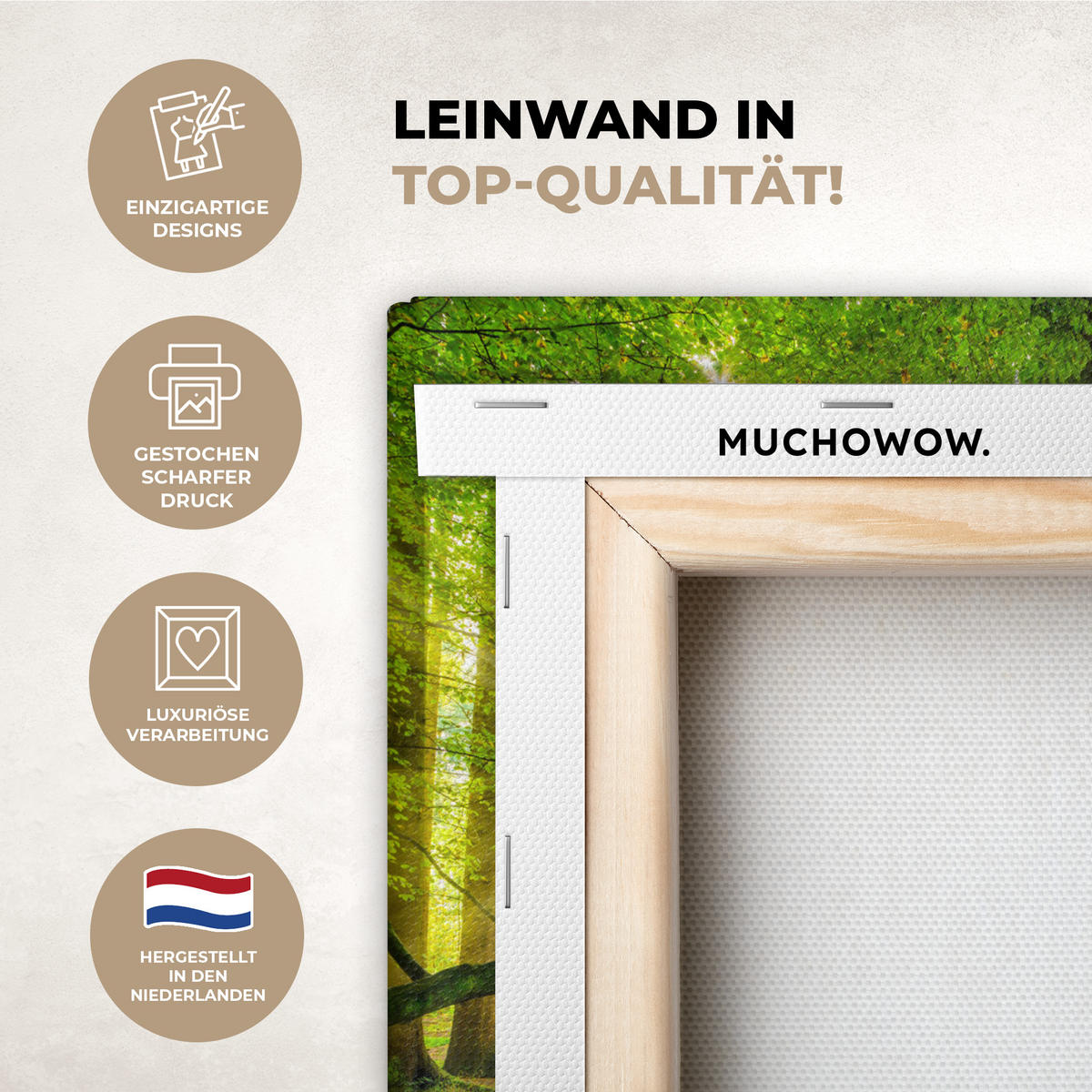 LEINWANDBILD Wald - Landschaft - Wasser - Bäume - Sonne - Grün - Natur 20x30 cm - Grün, Textil (20/30cm) - MuchoWow