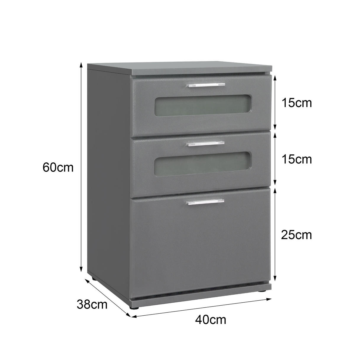 NACHTTISCH rechteckig Grau 40/60/38 cm - Grau, Holzwerkstoff (38/60/40cm) - ML-DESIGN