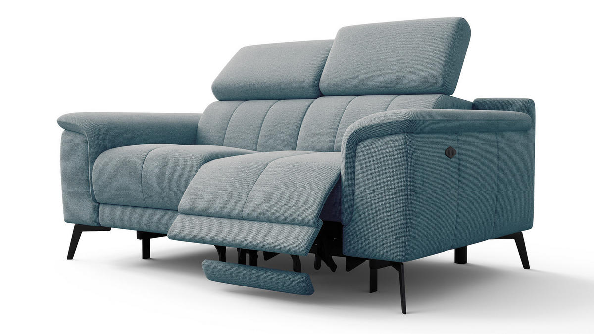 RELAXSOFA FIERO 2-Sitzer mit 2 Relaxfunktionen, mintgrün - Schwarz/Mintgrün, Holzwerkstoff/Textil (170/82/103cm) - Courtois Laville