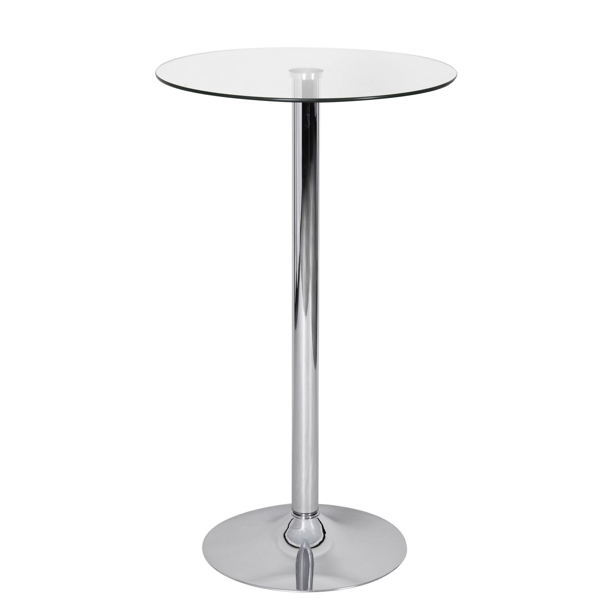 STEHTISCH – Ø 60 cm, Sicherheitsglas, Drehfunktion, Trompetenfuß, Chrom - Silberfarben, Glas/Metall (60/60/105cm) - KADIMA DESIGN