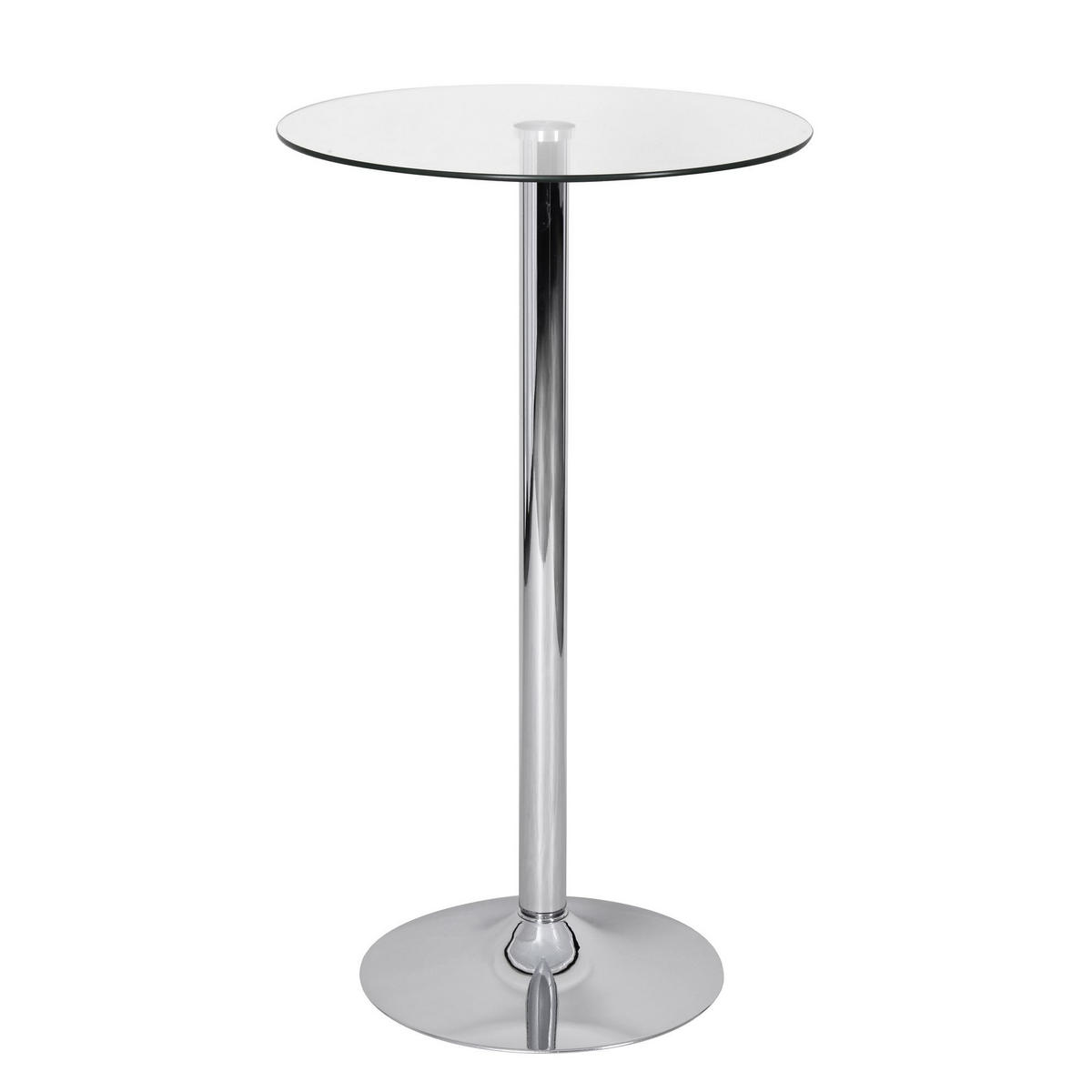 STEHTISCH – Ø 60 cm, Sicherheitsglas, Drehfunktion, Trompetenfuß, Chrom - Silberfarben, Glas/Metall (60/105/60cm) - KADIMA DESIGN