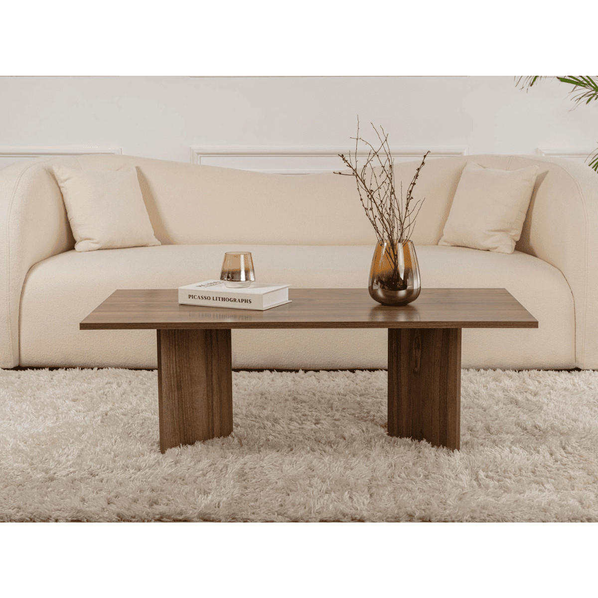 COUCHTISCH mit rechteckiger Platte 119/60/40 cm - Naturfarben, Holzwerkstoff (119/60/40cm) - Calicosy