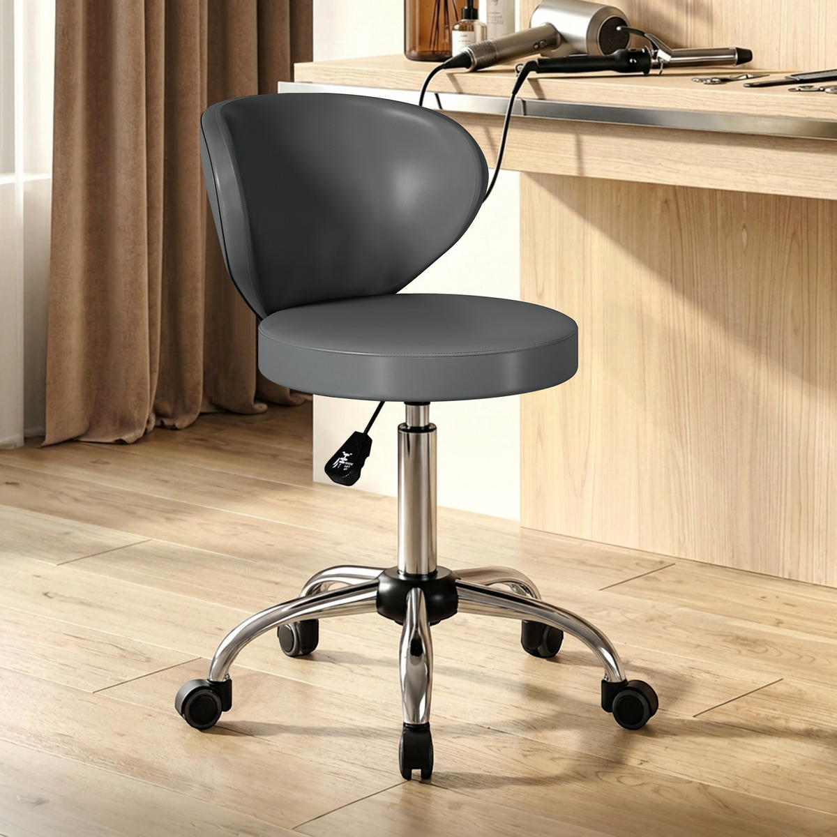 BÜROHOCKER DE-18039 höhenverstellbar 73-88 cm, gepolstert Grau - Grau, Metall (45/88/54cm) - ComfortXL