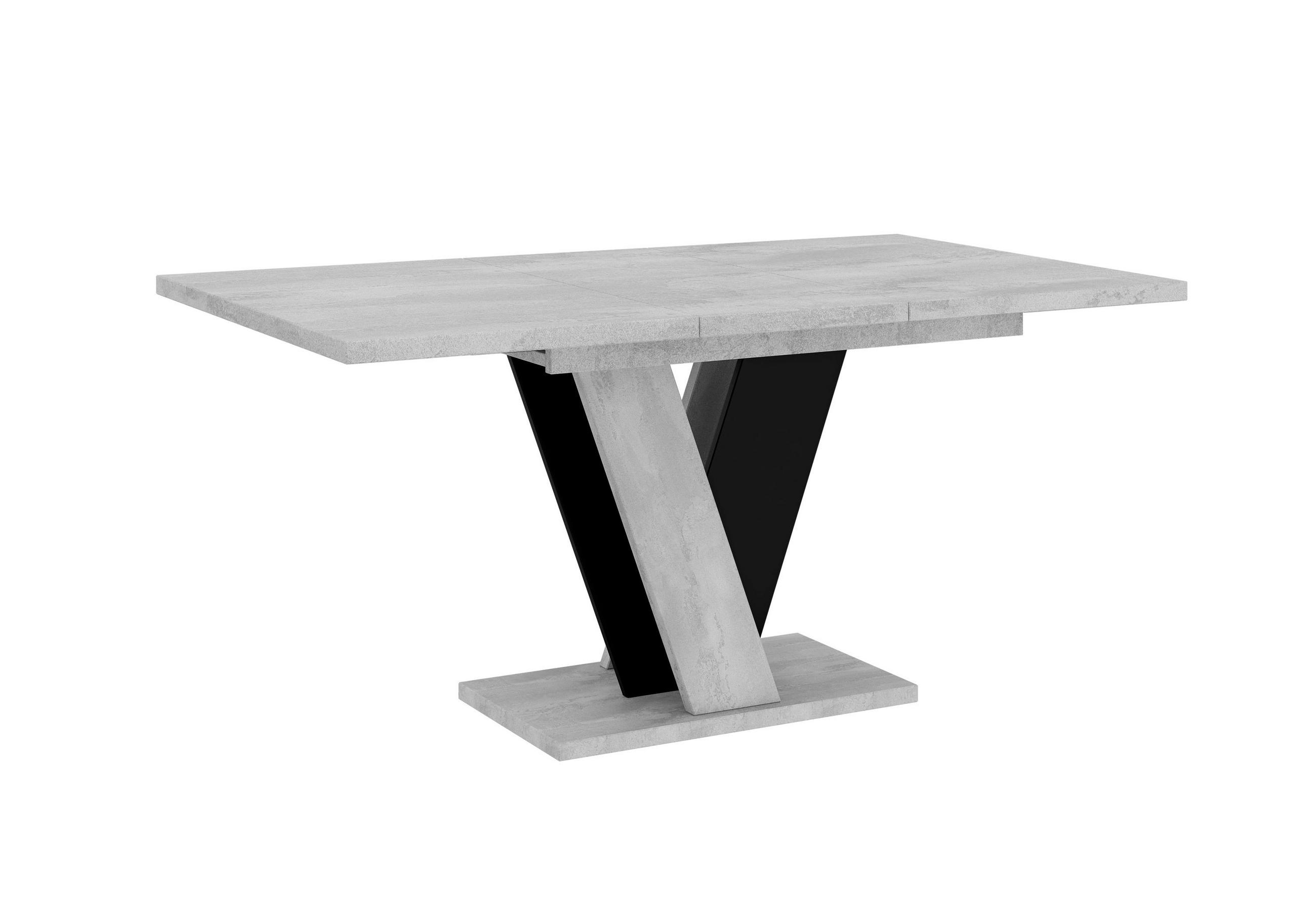ESSTISCH Ausziehbar 120–160 cm in Betongrau mix Weiß - Grau, Metall (90/160/75cm) - Home Collective