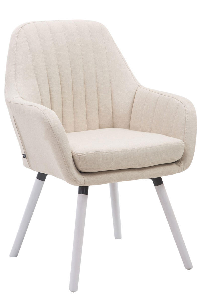 ARMLEHNENSTUHL Stoff creme - Creme/Weiß, Holz/Textil (67/93/58cm) - CLP