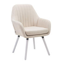ARMLEHNENSTUHL Stoff creme - Creme/Weiß, Holz/Textil (67/93/58cm) - CLP