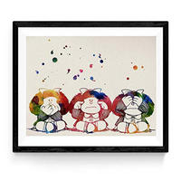 POSTER Aquarell Natur Dekor A4 Schwarzer Rahmen - Schwarz, Papier (29.7/5/21cm) - Nacnic