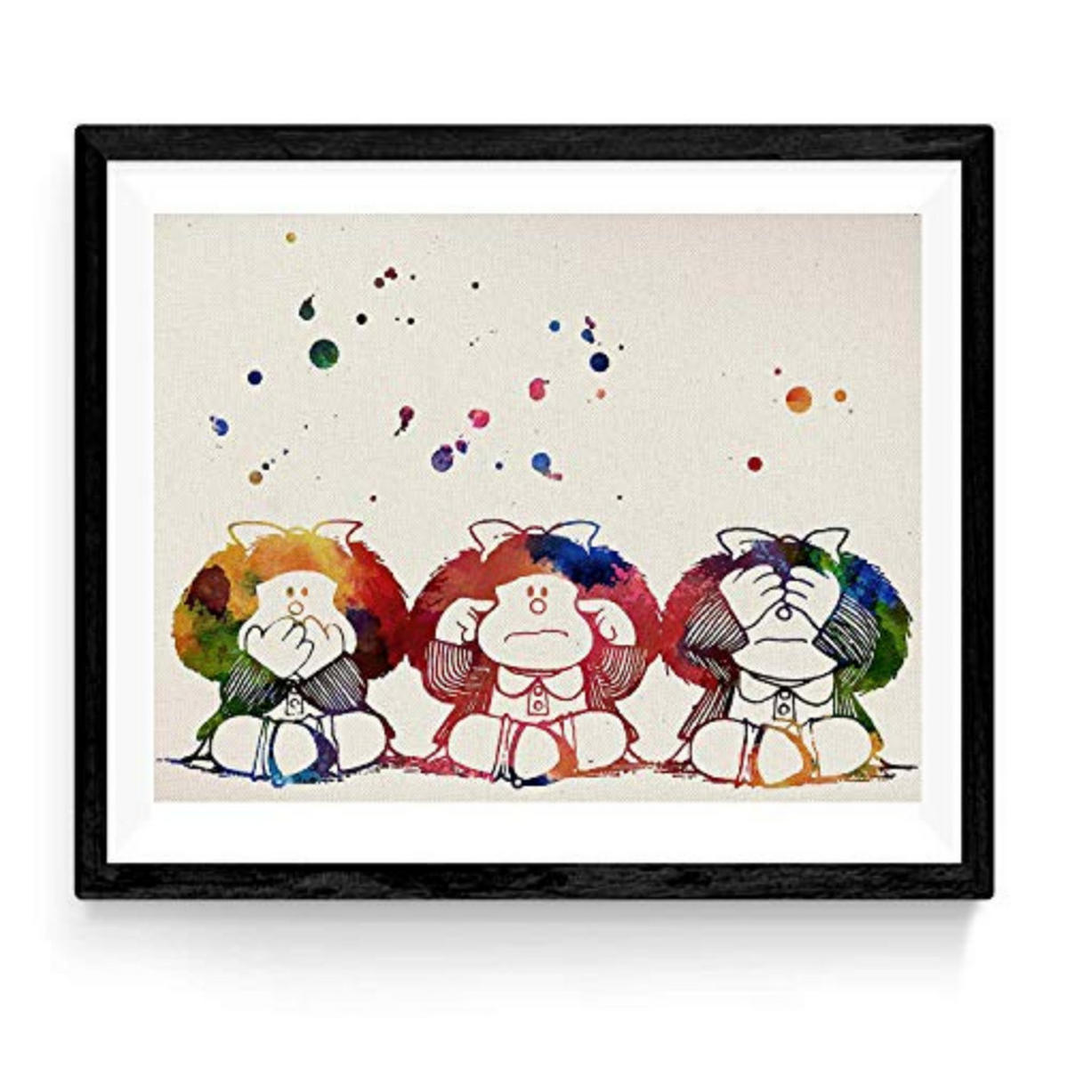 POSTER Aquarell Natur Dekor A4 Schwarzer Rahmen - Schwarz, Papier (29.7/5/21cm) - Nacnic