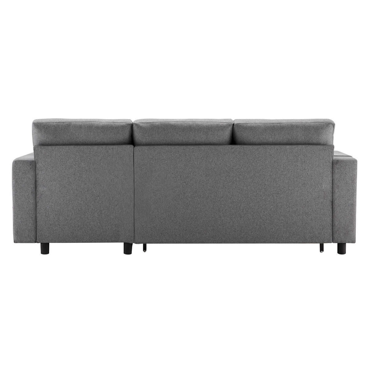 ECKSCHLAFSOFA Leinen mit Stauraum und Seitentaschen Dunkelgrau 219,5/142,5/83 cm - Dunkelgrau, Textil (83/142.5cm) - Redom