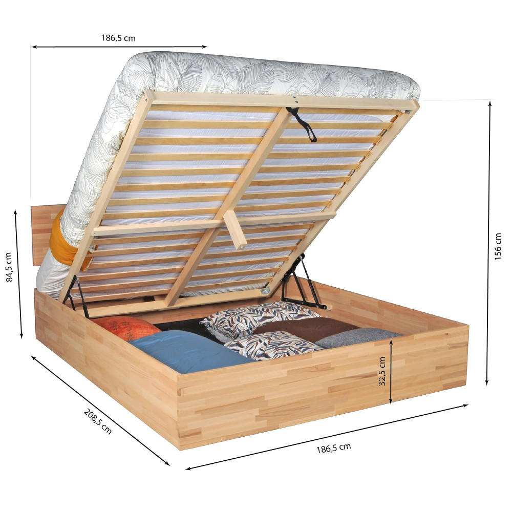 MASSIVHOLZBETT mit Bettkasten/ 180x200cm MILO - Buche geölt - Buchefarben, Holz (180/200cm) - Weber Industries