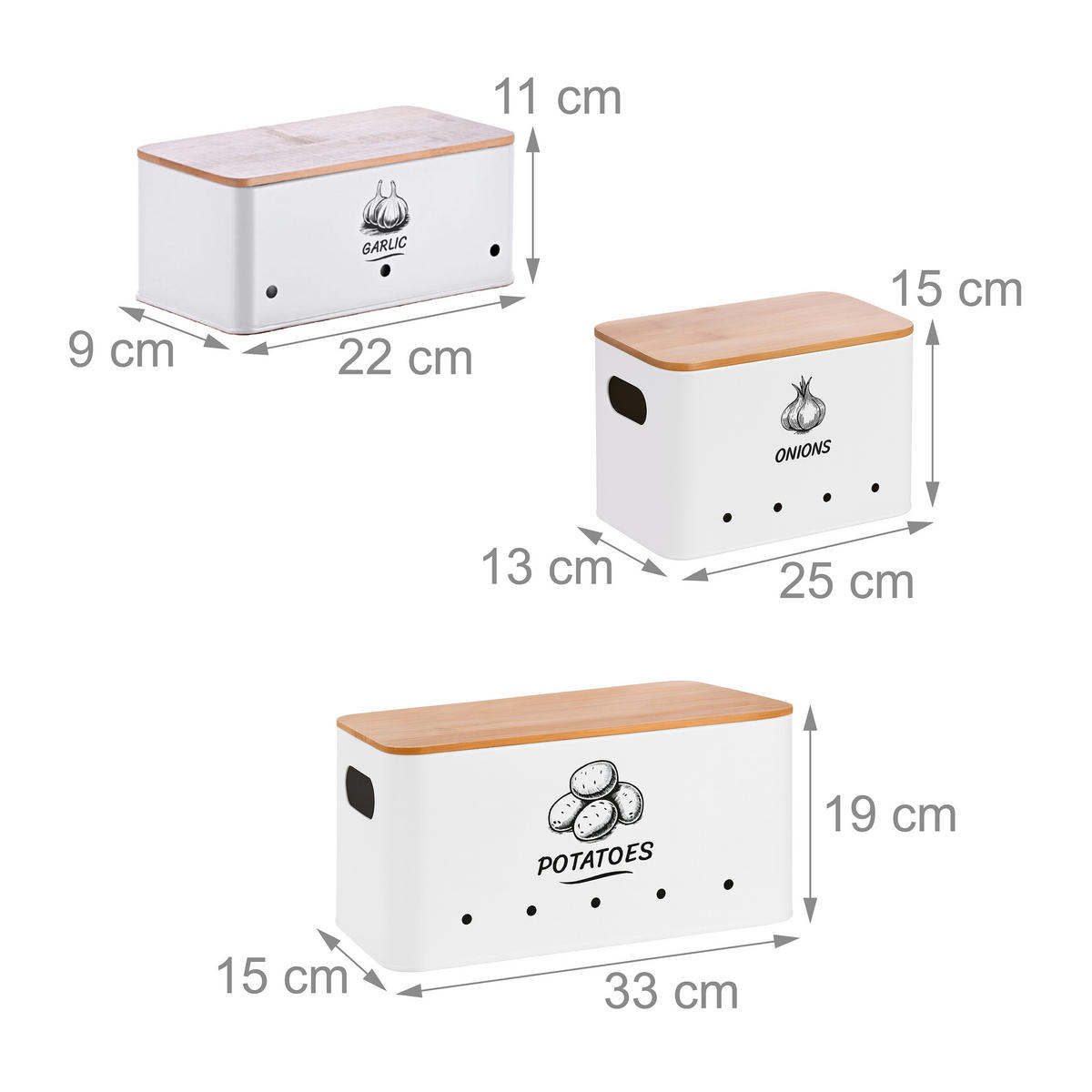 3xAUFBEWAHRUNGSBOX - Weiß, Holz/Metall - Relaxdays