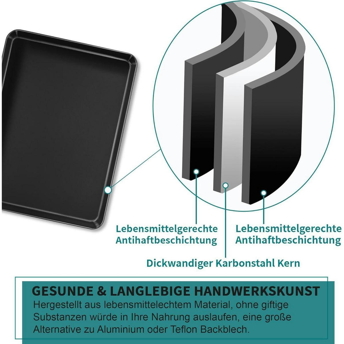 BACKBLECH 2er Set Karbonstahl 23,7 cm - Schwarz, Metall (17.7/2.5/23.7cm)