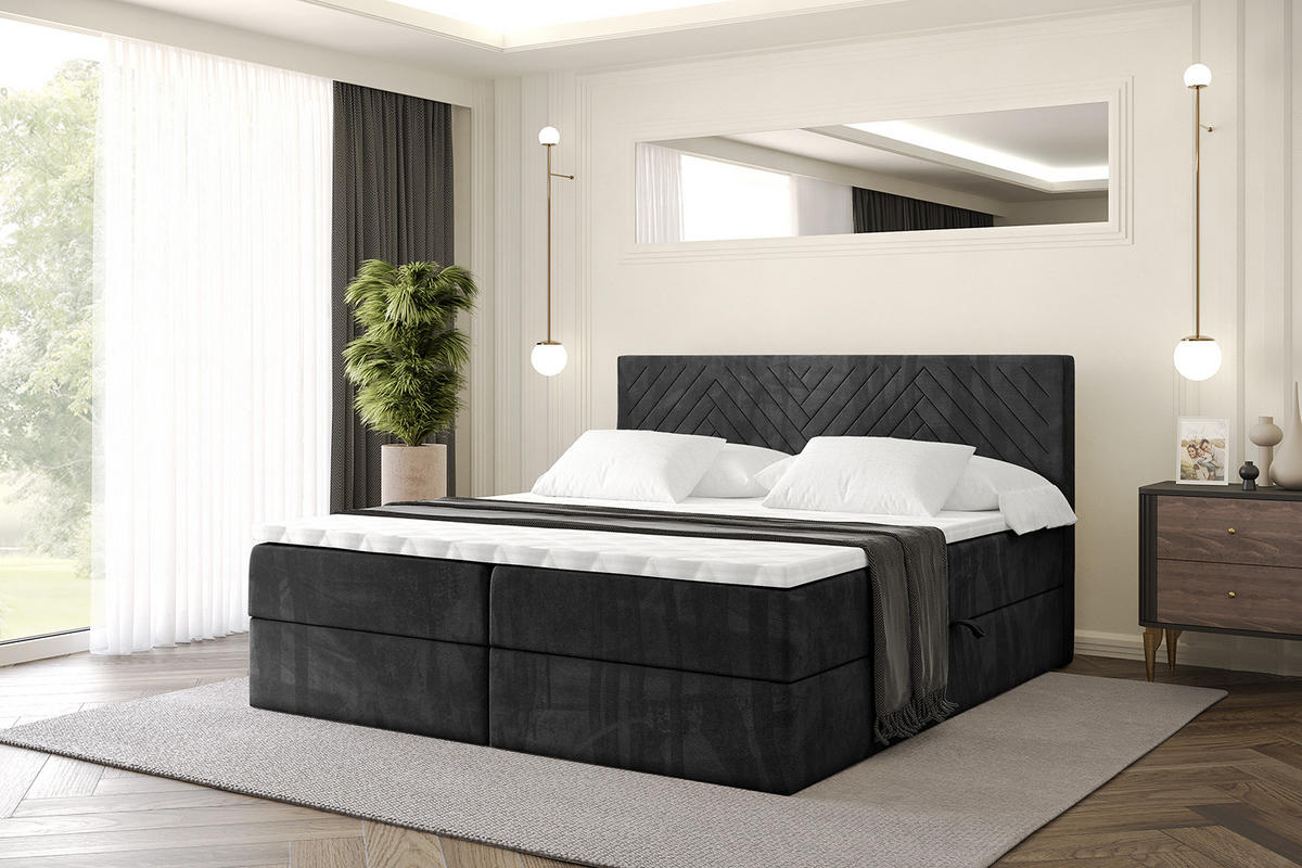BOXBETT mit Matratze H3 und Lattenrost - VEXA - 120x200 - Schwarz Casablanca - Schwarz, Holzwerkstoff/Kunststoff (120/200cm) - ALTDECOR