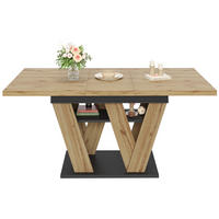 AUSZIEH-ESSTISCH aus MDF mit Ablagefach, 119-158,5/80/75 cm, Natur - Naturfarben, Holzwerkstoff (119/80/75cm) - Redom