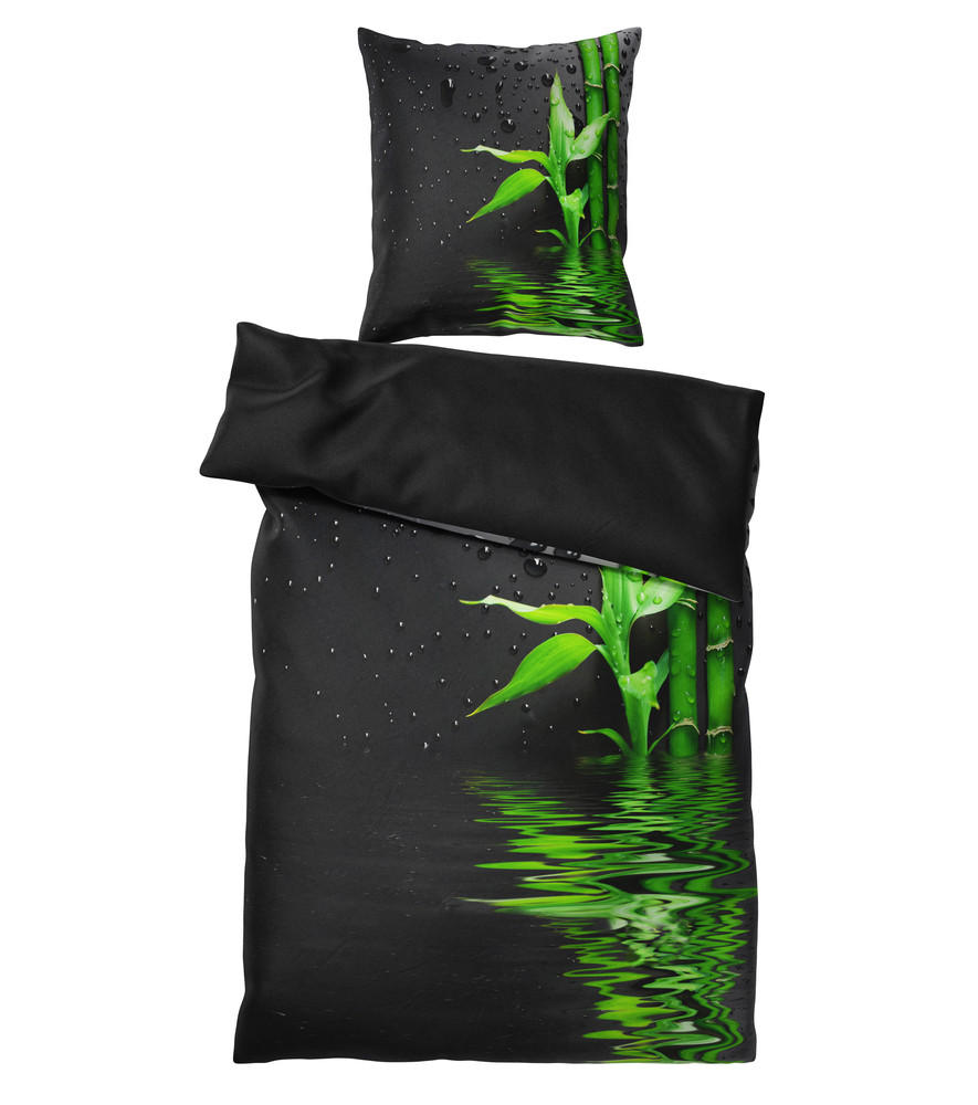 BETTWÄSCHE 2-teilig Virella - Schwarz, Naturmaterialien (135/200cm) - Sanilo