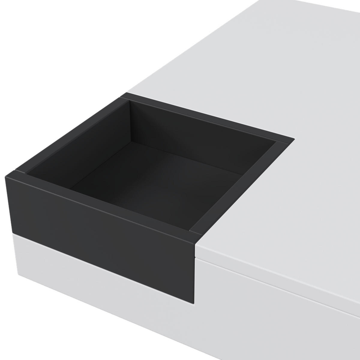 KONFERENČNÍ stolek 72/72/30 cm bílý a černý z dřevotřísky s LED osvětlením a úložným boxem - bílá, kompozitní dřevo (72/72/30cm) - OKWISH