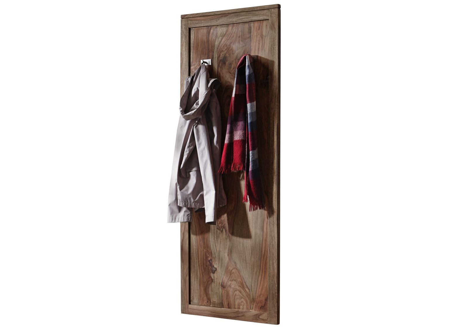 WANDGARDEROBE Sheesham 55x3x150 grau geölt NATURE GREY #001 - Grau, Holz (55/150/3cm) - Massivmoebel24