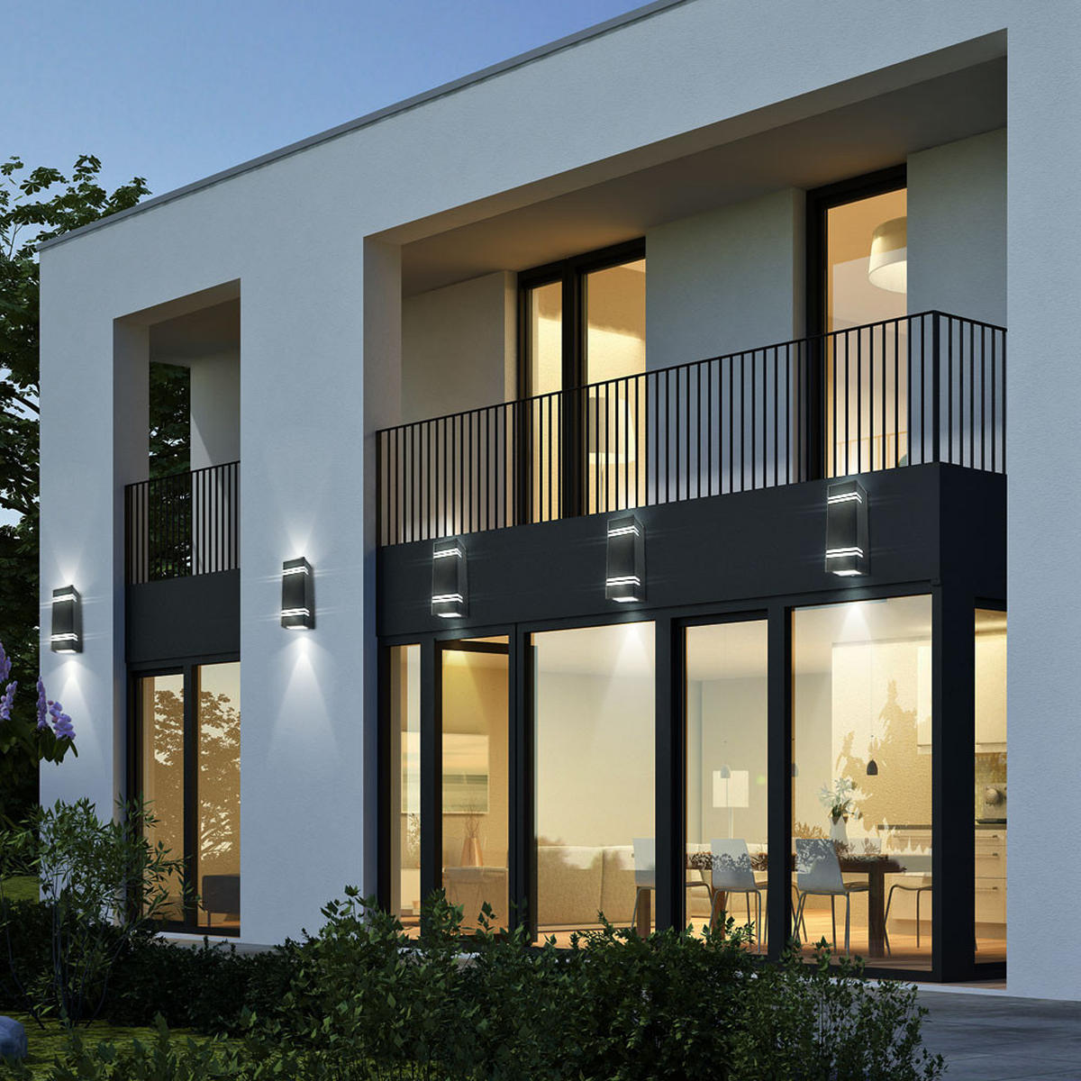 LED AUSSEN-WANDLEUCHTE Edelstahl Schwarz 2er Set - Schwarz, Metall (8.5/25/8.7cm)