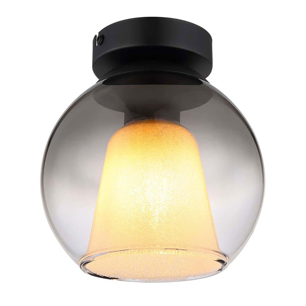 LED DECKENLEUCHTE Rauchglas Grau Schwarz - Schwarz, Glas (18/18/19cm) - Globo Lighting